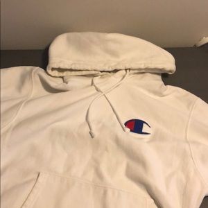 Used champion white hoodie with logo